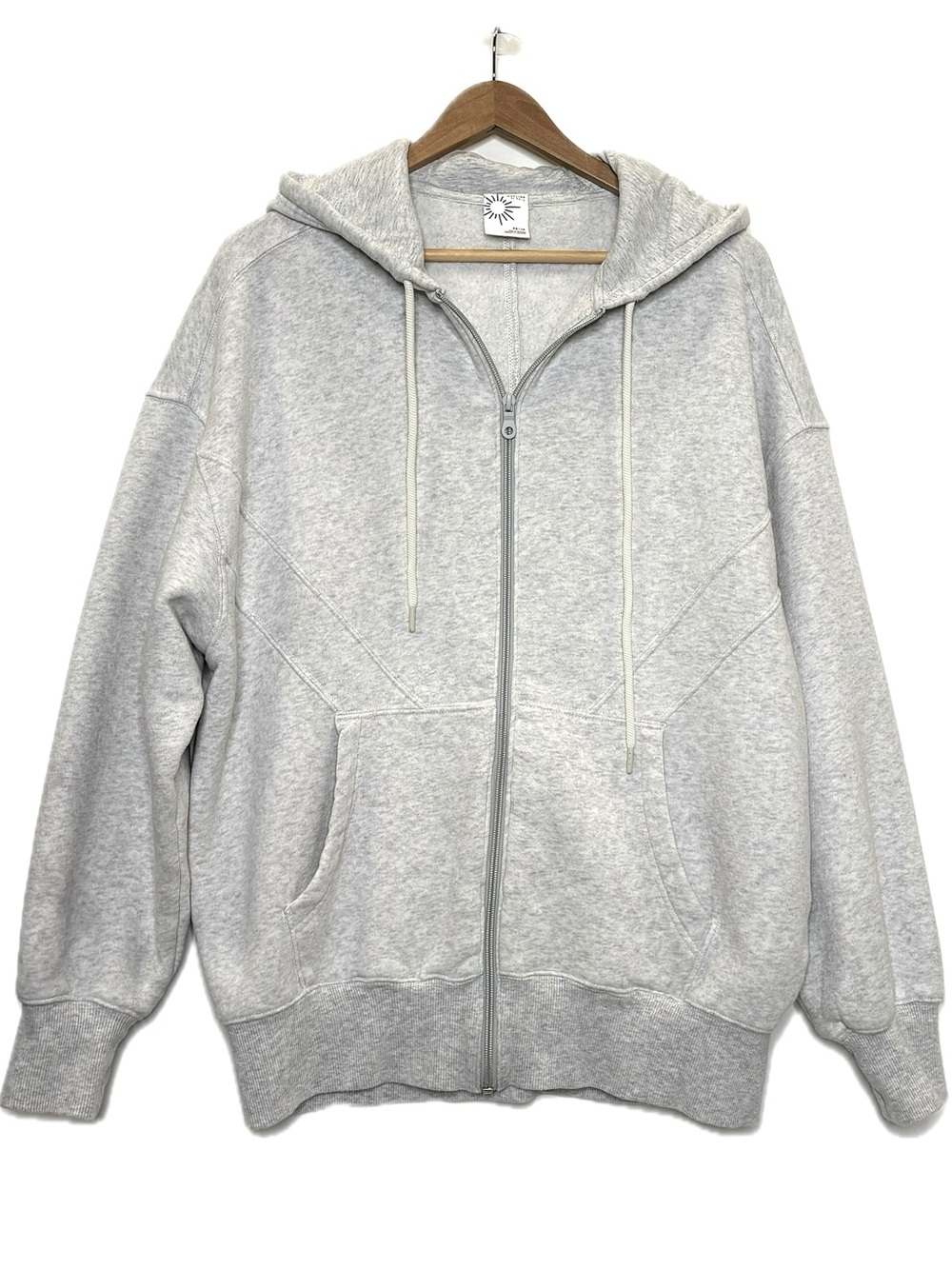 Aerie Offline Oversized Cozy Fleece Full Zip Hoodie Size XS Light Heather Grey